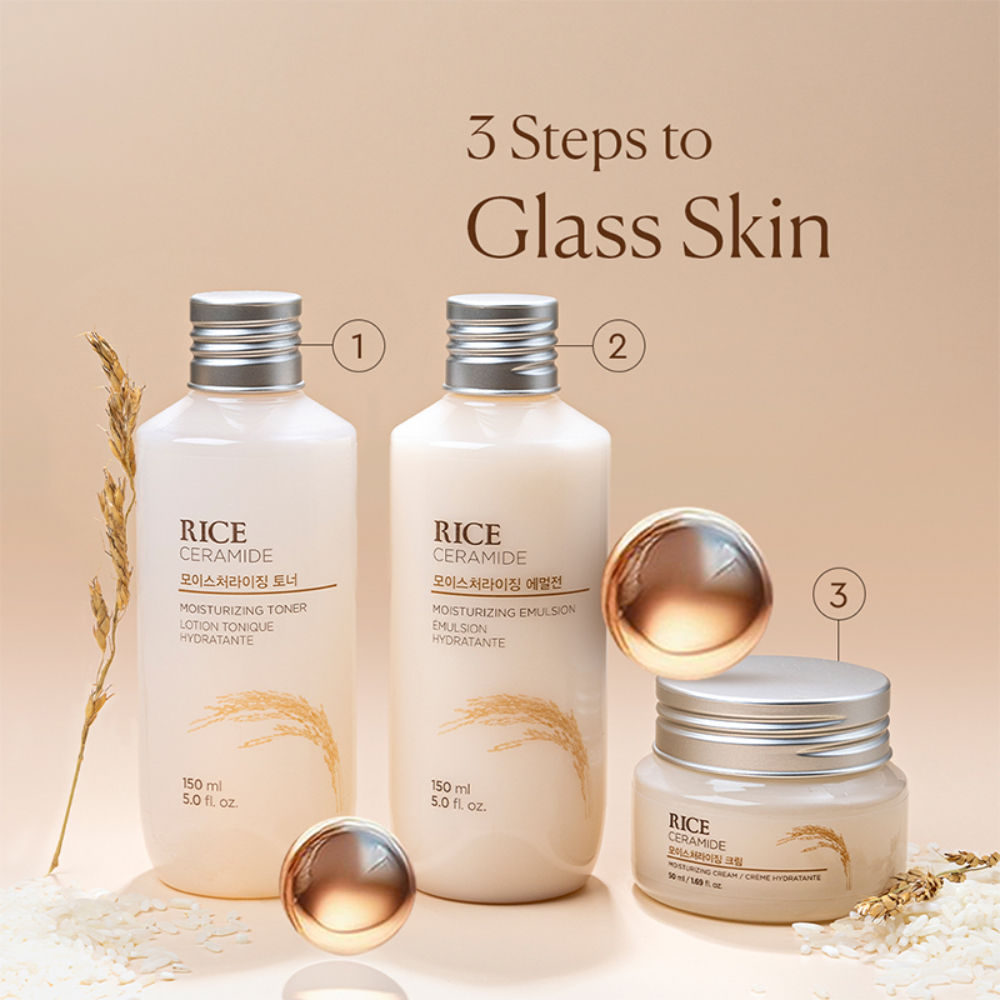 The Face Shop Ceramide & Rice Moisturizer - Korean Day Cream for Barrier Repair & Glass Skin Glow