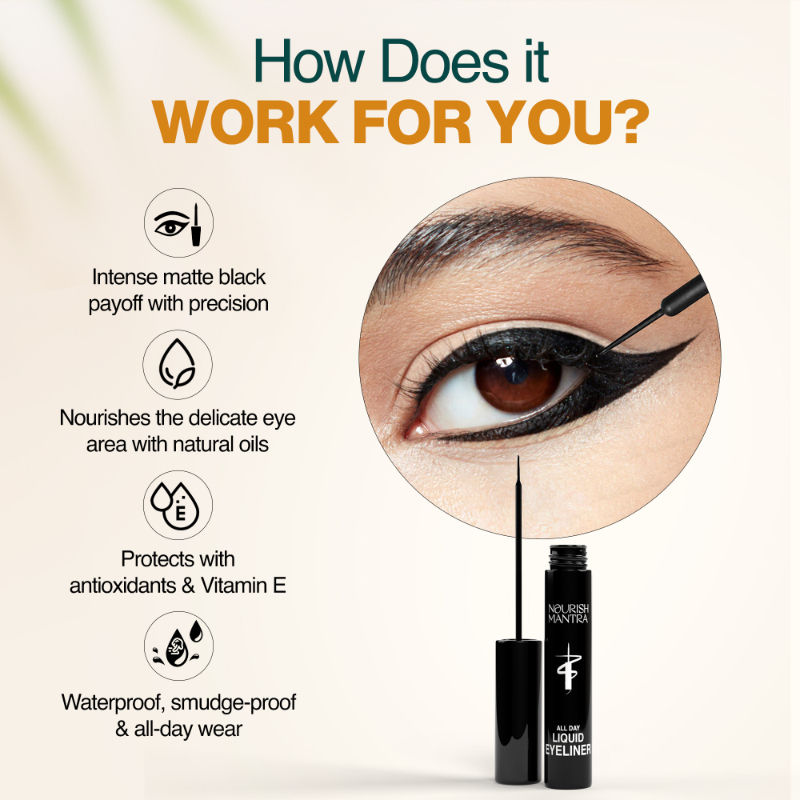 Nourish Mantra All-Day Liquid Eyeliner with Smudgeproof Intense Pigment