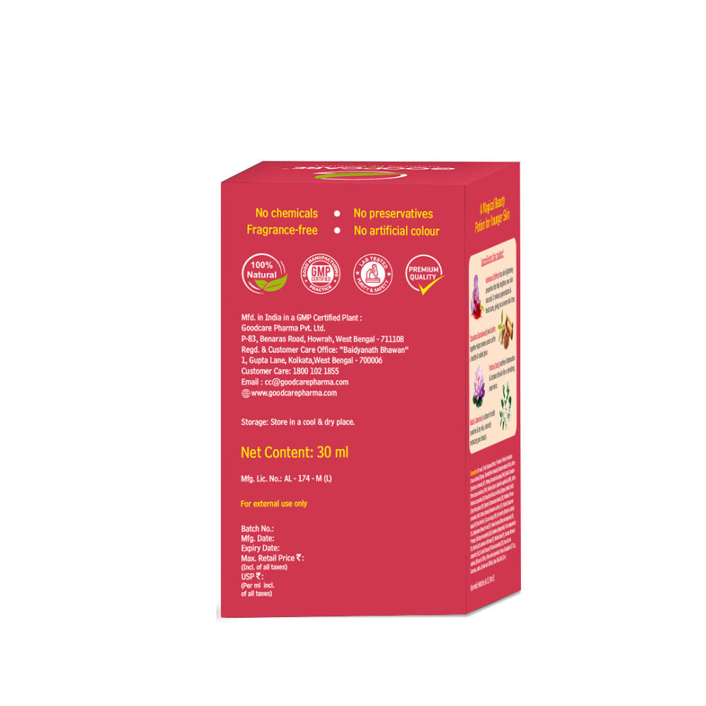 GOODCARE Ayurvedic Kumkumadi Face Oil with Saffron, Lotus and Sandalwood for glowing even toned skin