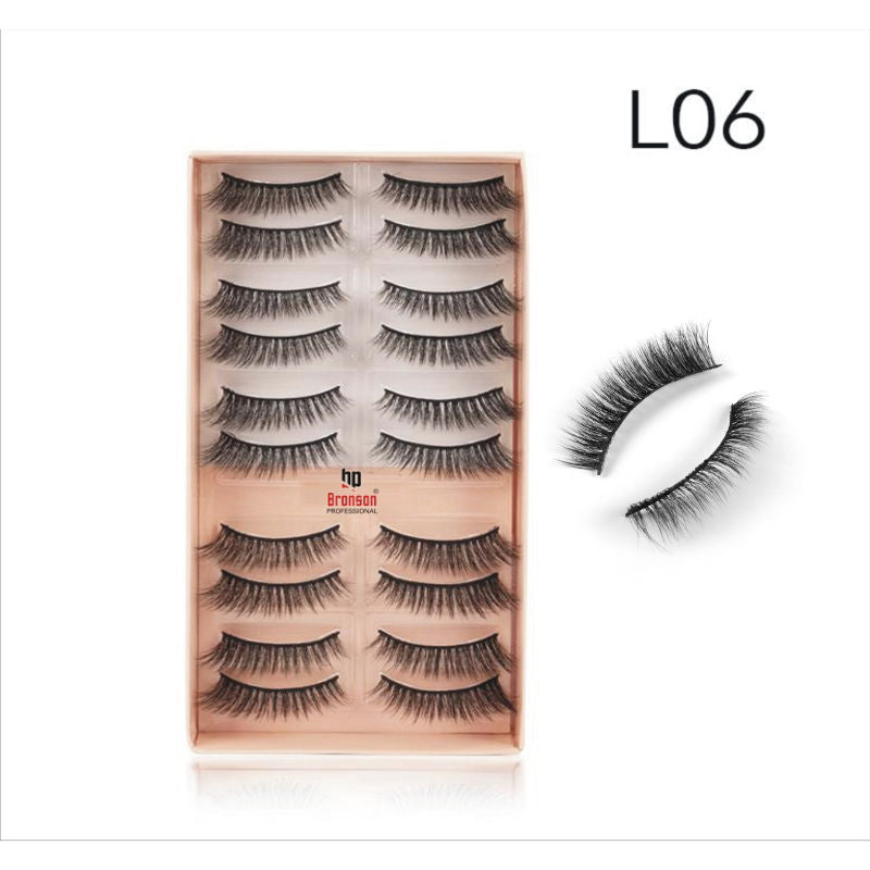Bronson Professional Eyelash Set 3D False Long And Natural Eye Makeup No. L06