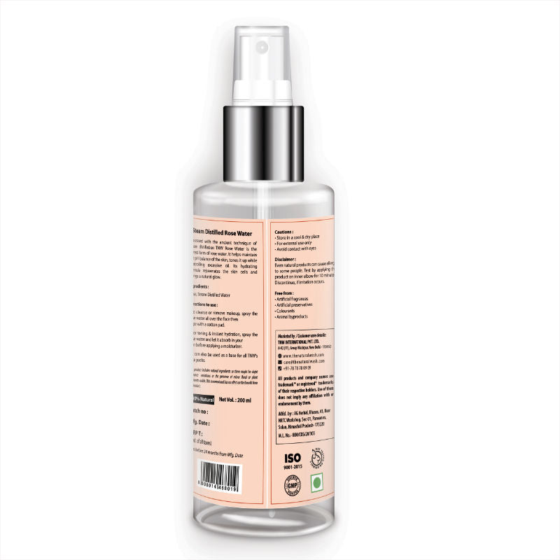 TNW The Natural Wash 100% Steam Distilled Rose Water Face Toner Spray Gulab Jal Hydration