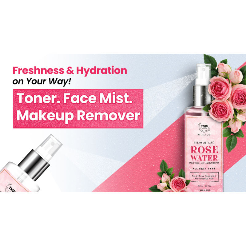 TNW The Natural Wash 100% Steam Distilled Rose Water Face Toner Spray Gulab Jal Hydration