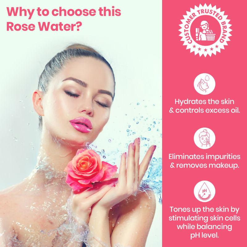 TNW The Natural Wash 100% Steam Distilled Rose Water Face Toner Spray Gulab Jal Hydration