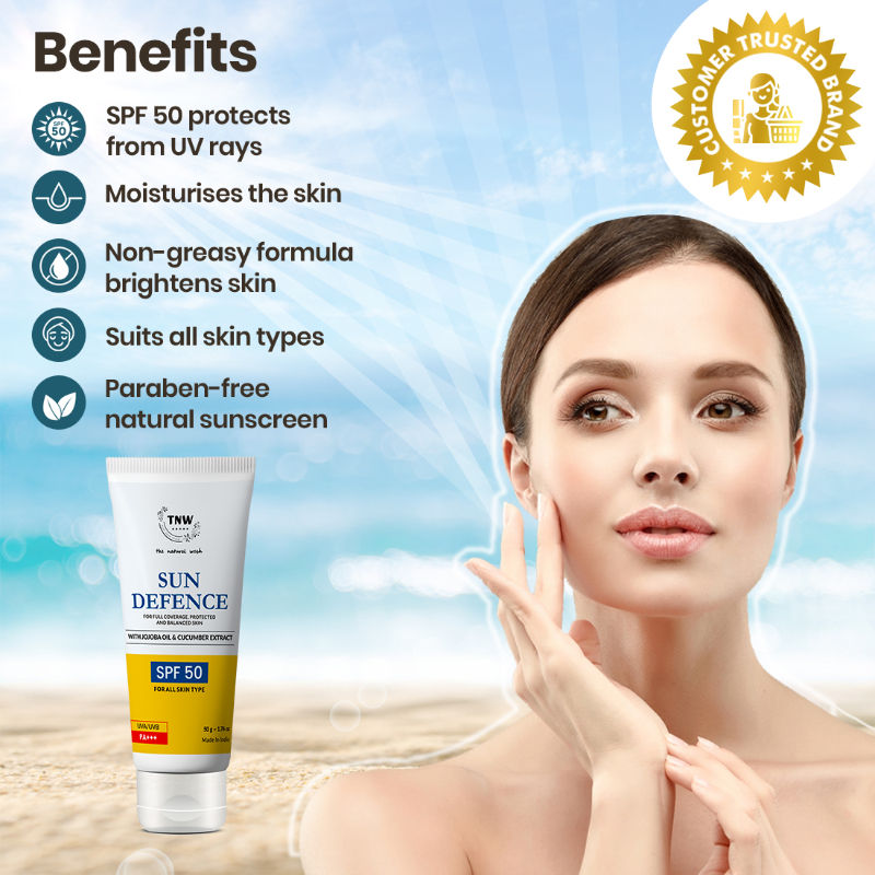 TNW The Natural Wash Sun Defence Sunscreen SPF 50 UVA UVB PA+++ Sunblock Suncream