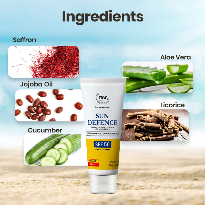 TNW The Natural Wash Sun Defence Sunscreen SPF 50 UVA UVB PA+++ Sunblock Suncream