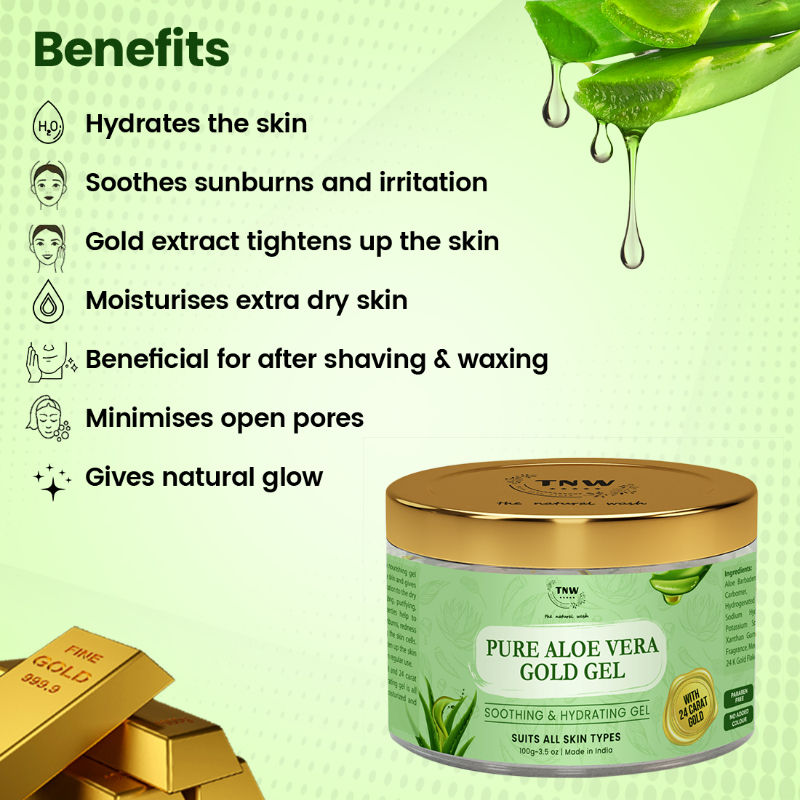 TNW The Natural Wash Multipurpose Pure Aloe Vera Gold Face Gel For All Skin Types