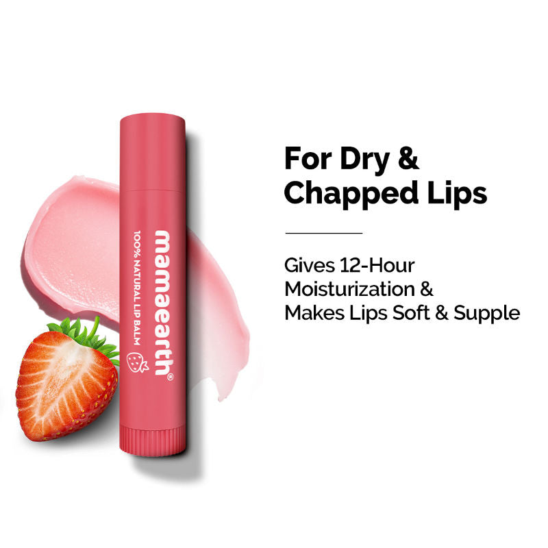 Mamaearth Nourishing Tinted Lip Balm with Vitamin E and Strawberry for 12 Hour Moisturization