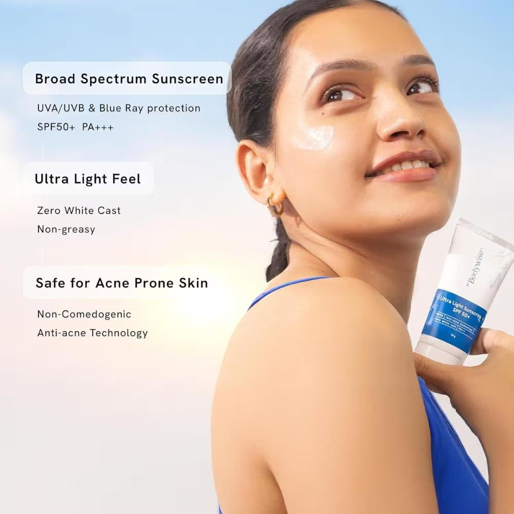 Be Bodywise Ultra Light Sunscreen SPF 50+ with SunOne-J & AcZero For Oily, Dry, Acne-prone Skin