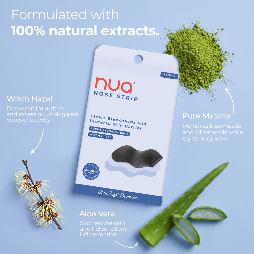 Nua Nose Strip Pure Matcha and Witch Hazel 100% Natural Extracts Works within 10 minutes