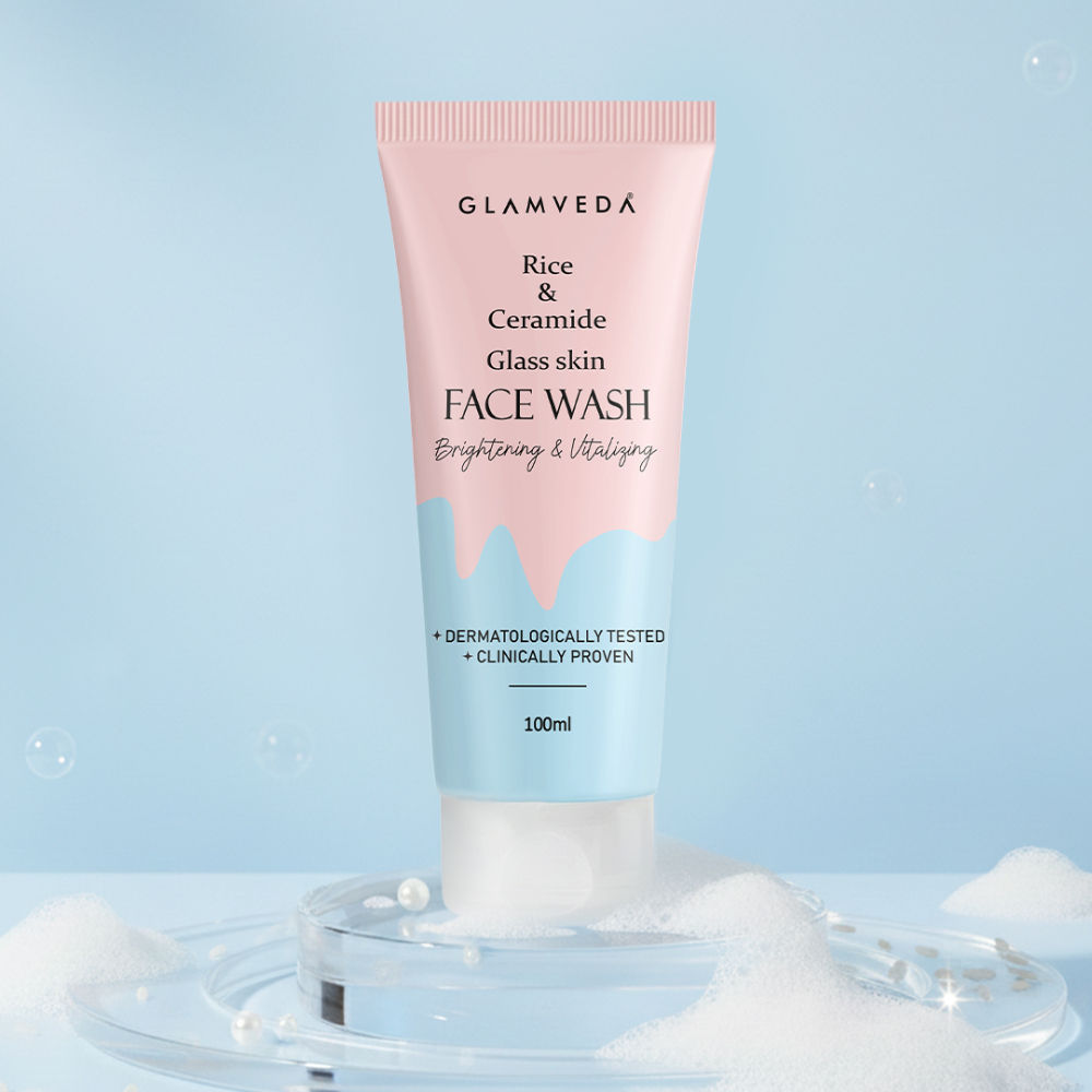Glamveda Rice Water & Ceramide Glass Skin Brightening Face Wash