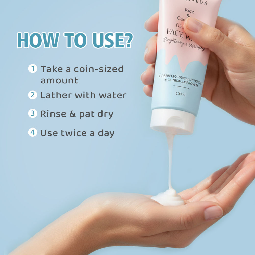 Glamveda Rice Water & Ceramide Glass Skin Brightening Face Wash