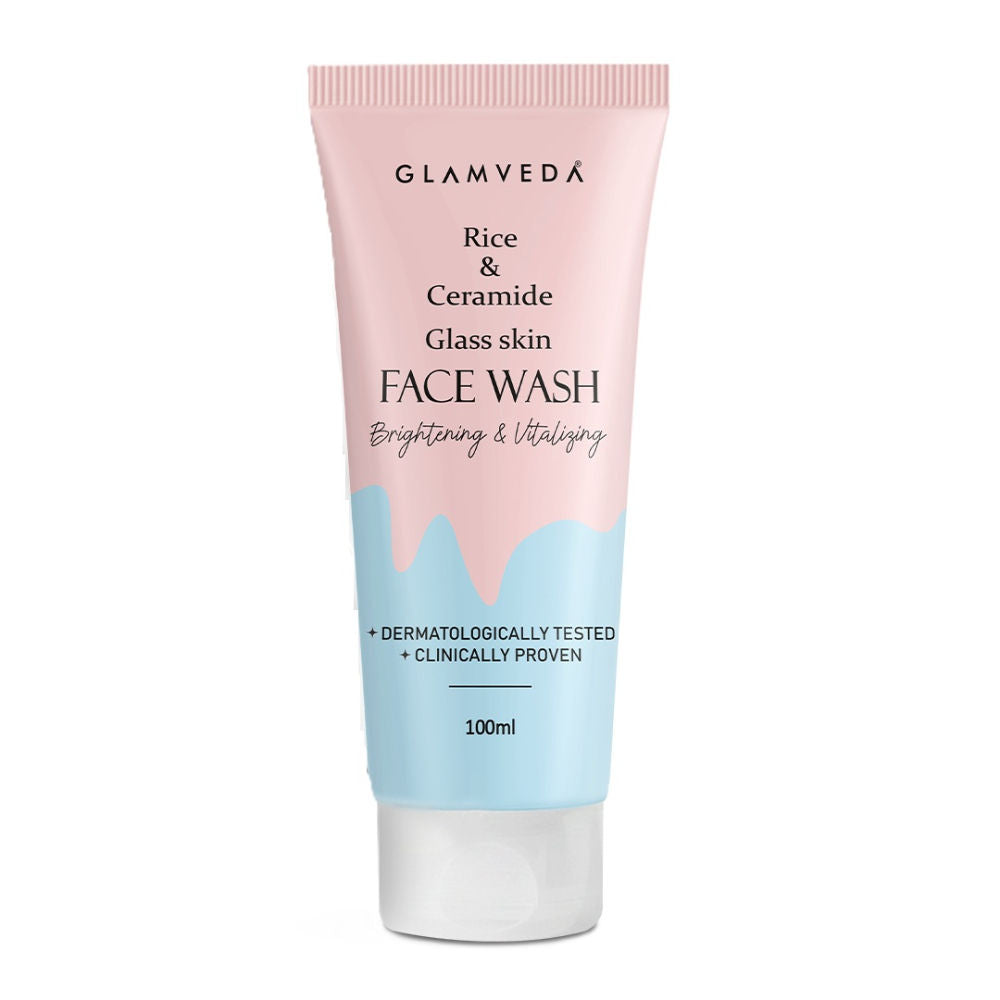 Glamveda Rice Water & Ceramide Glass Skin Brightening Face Wash