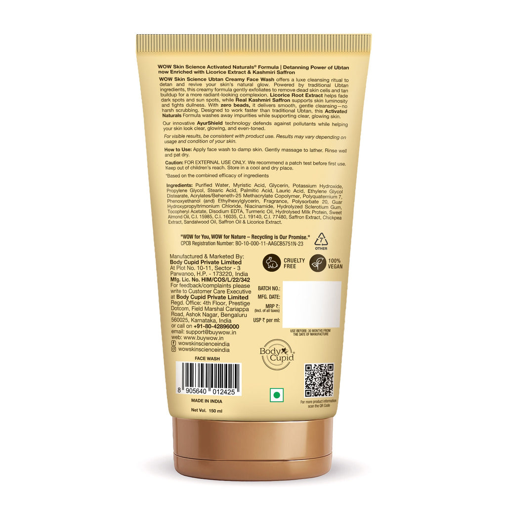 WOW Skin Science Ubtan Creamy Face Wash