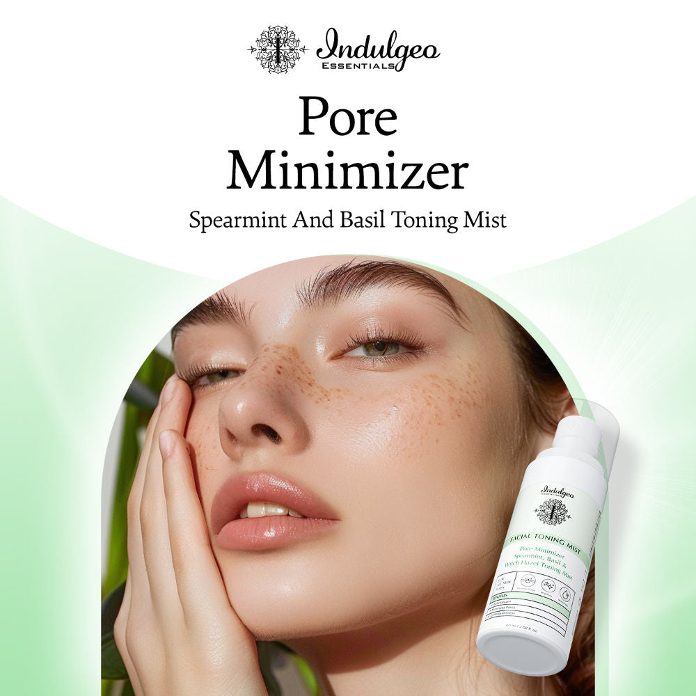 Indulgeo Essentials Pore Minimizer Spearmint Basil Witch Hazel Toning Mist/Toner For All Skin Types