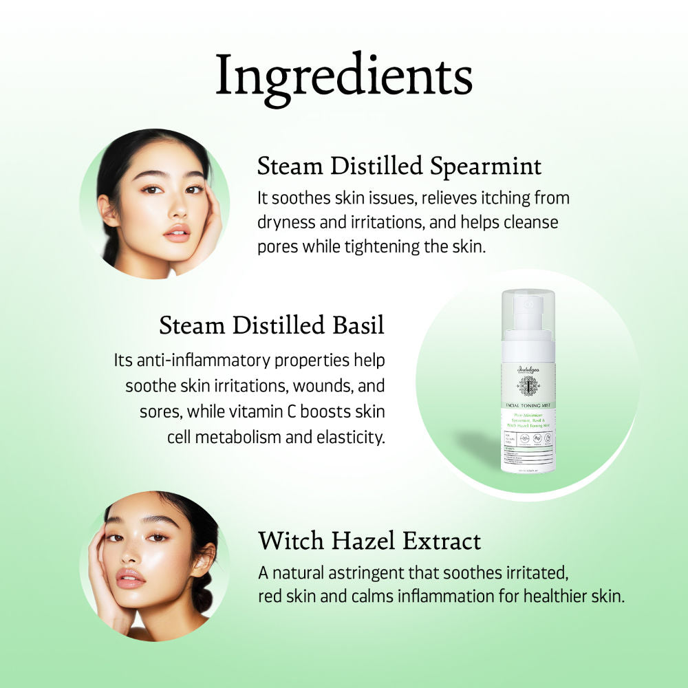 Indulgeo Essentials Pore Minimizer Spearmint Basil Witch Hazel Toning Mist/Toner For All Skin Types