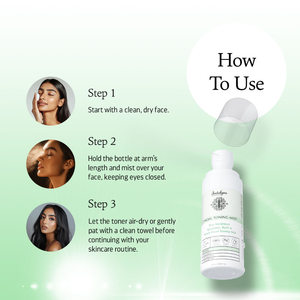Indulgeo Essentials Pore Minimizer Spearmint Basil Witch Hazel Toning Mist/Toner For All Skin Types