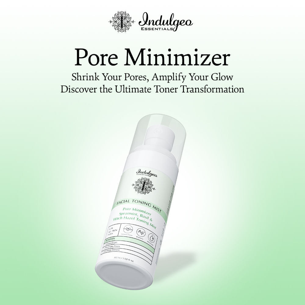 Indulgeo Essentials Pore Minimizer Spearmint Basil Witch Hazel Toning Mist/Toner For All Skin Types