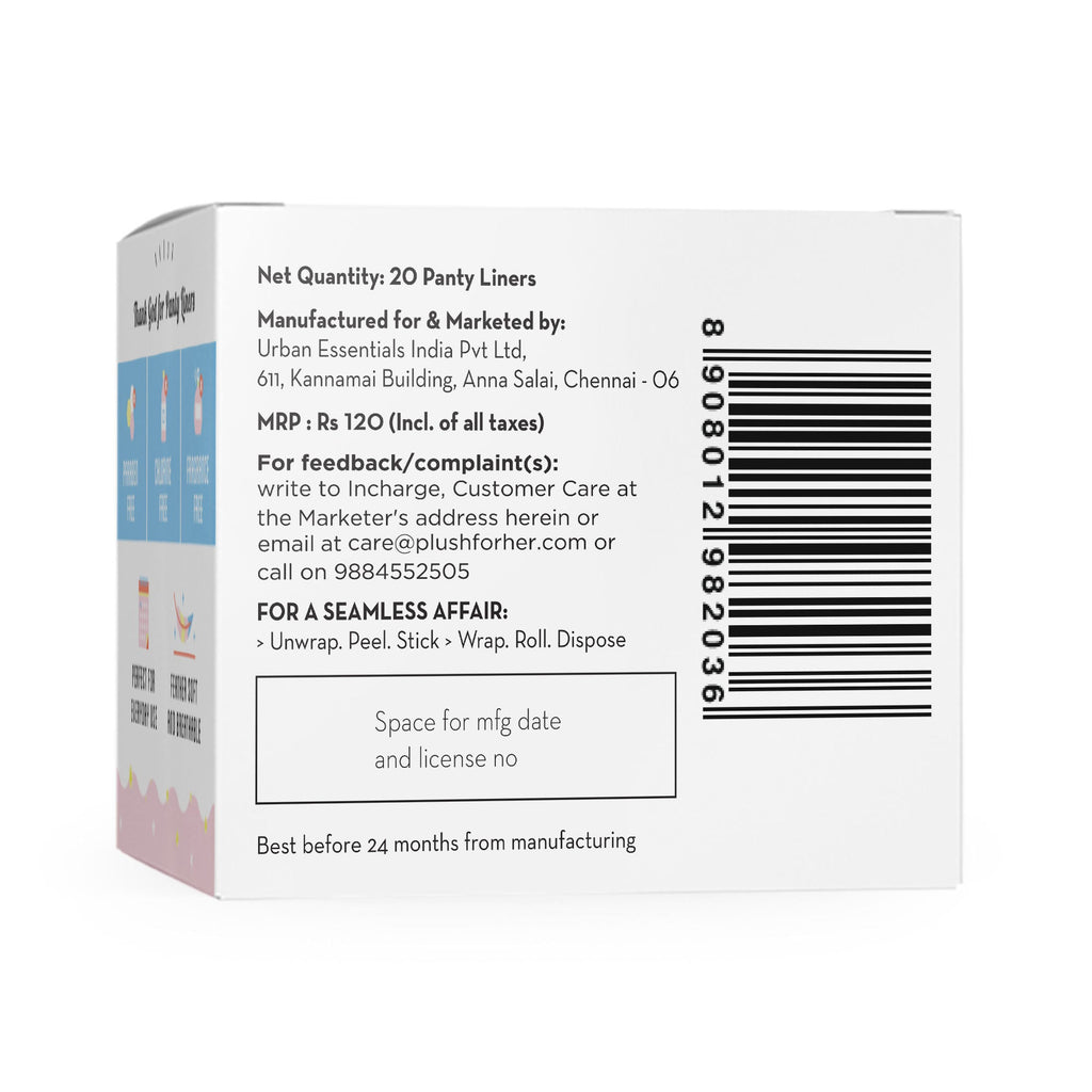 Plush Everyday Panty Liners Ultra Soft No Fragrance & Paraben Free