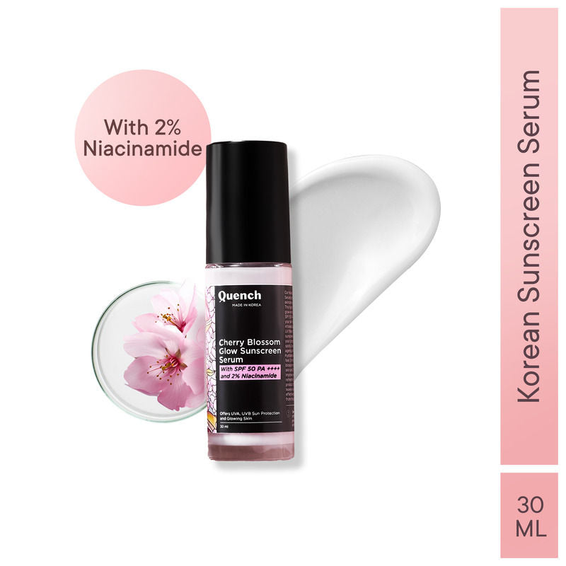 Quench Cherry Blossom Glow Sunscreen Serum SPF 50 PA++++ with 2% Niacinamide