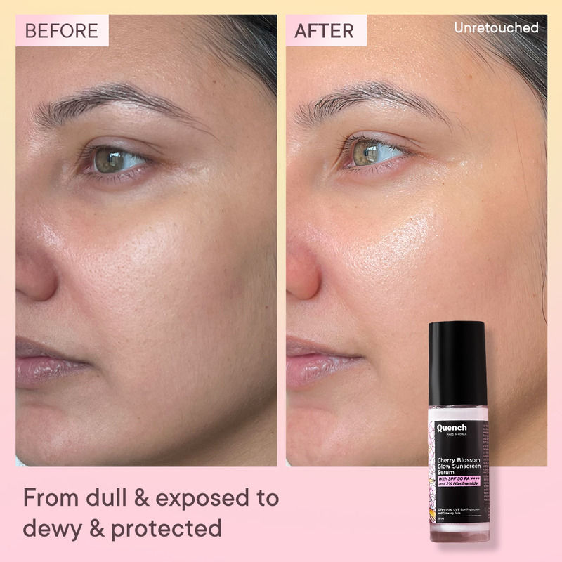 Quench Cherry Blossom Glow Sunscreen Serum SPF 50 PA++++ with 2% Niacinamide