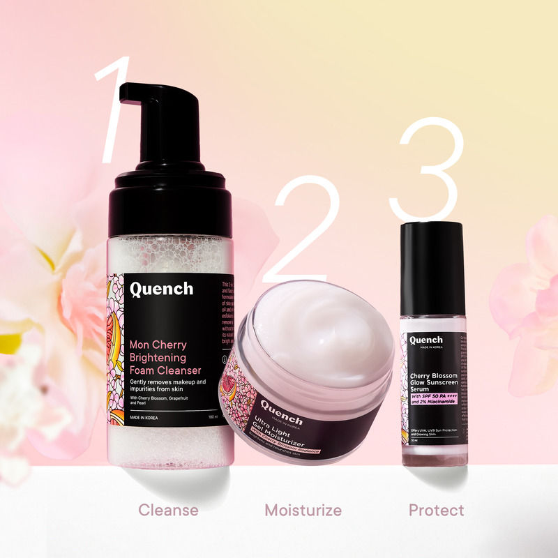 Quench Cherry Blossom Glow Sunscreen Serum SPF 50 PA++++ with 2% Niacinamide