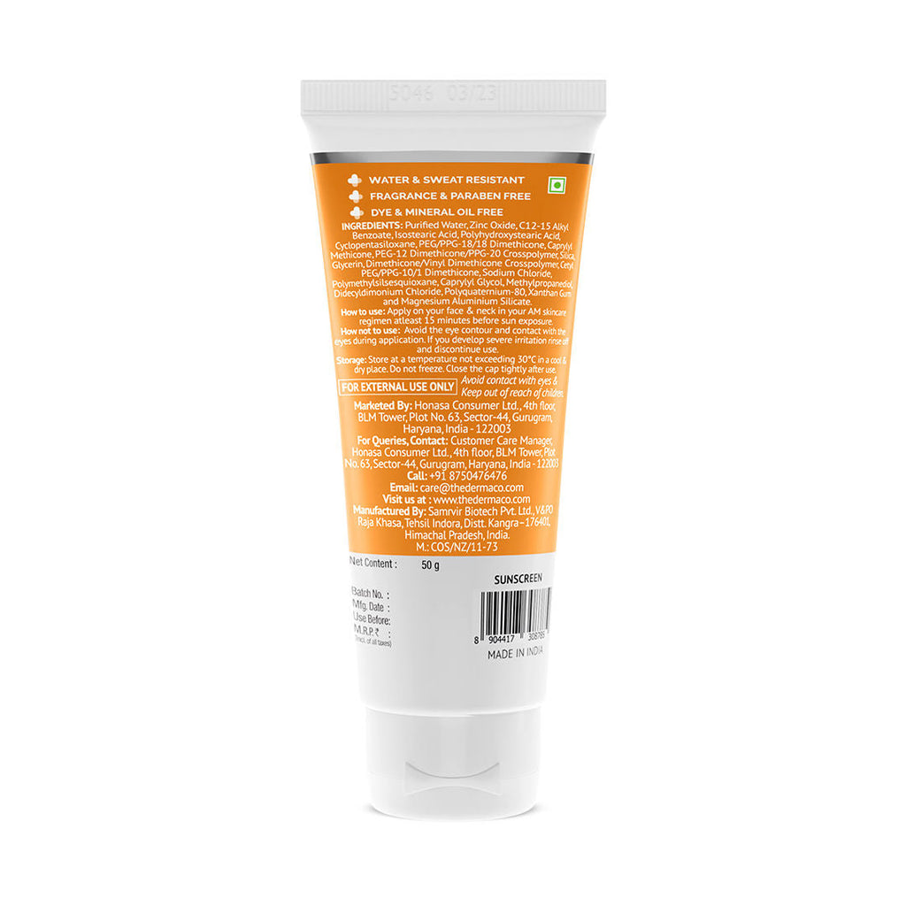 The Derma Co Ultra Light Zinc Mineral Sunscreen With SPF 50 PA+++