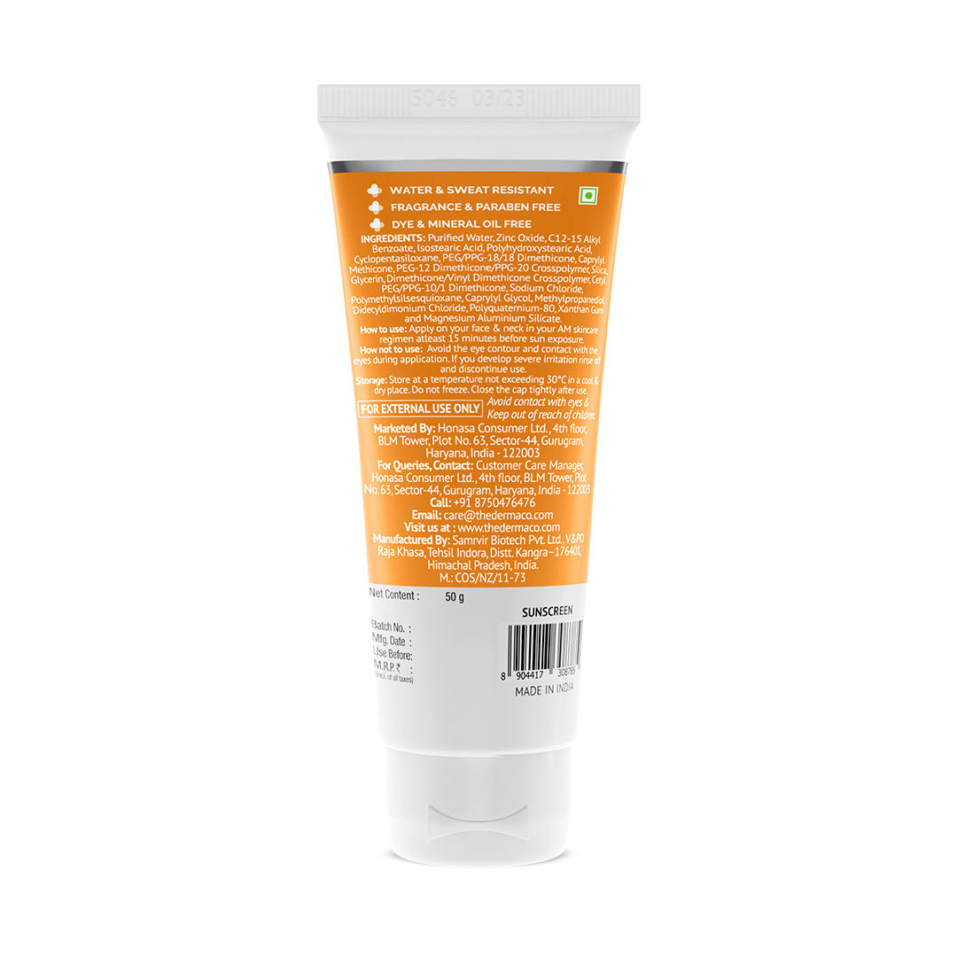 The Derma Co Ultra Light Zinc Mineral Sunscreen With SPF 50 PA+++