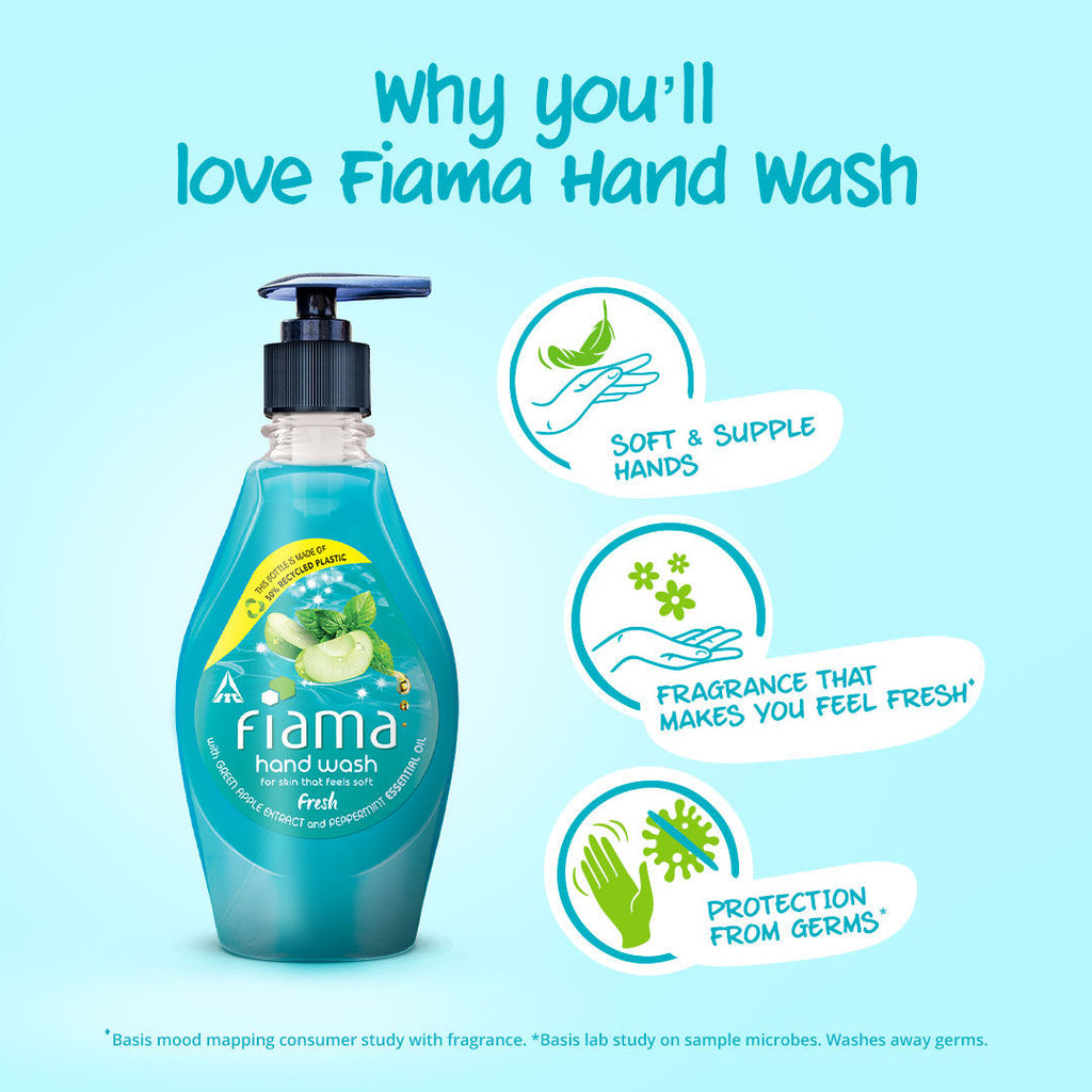 Fiama Fresh Hand Wash, Peppermint Oil & Green Apple Extract Handwash For Soft And Supple Hands
