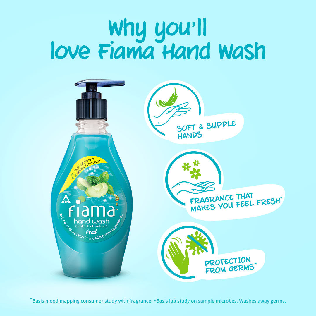 Fiama Fresh Hand Wash, Peppermint Oil & Green Apple Extract Handwash For Soft And Supple Hands