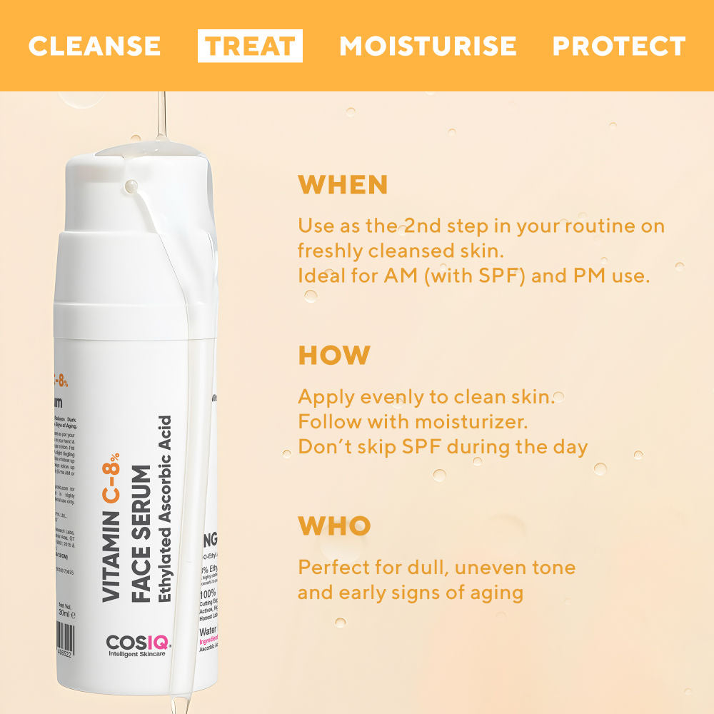 Cos-IQ Vitamin C-8% Only 2 Ingredients Face Serum(30ml)