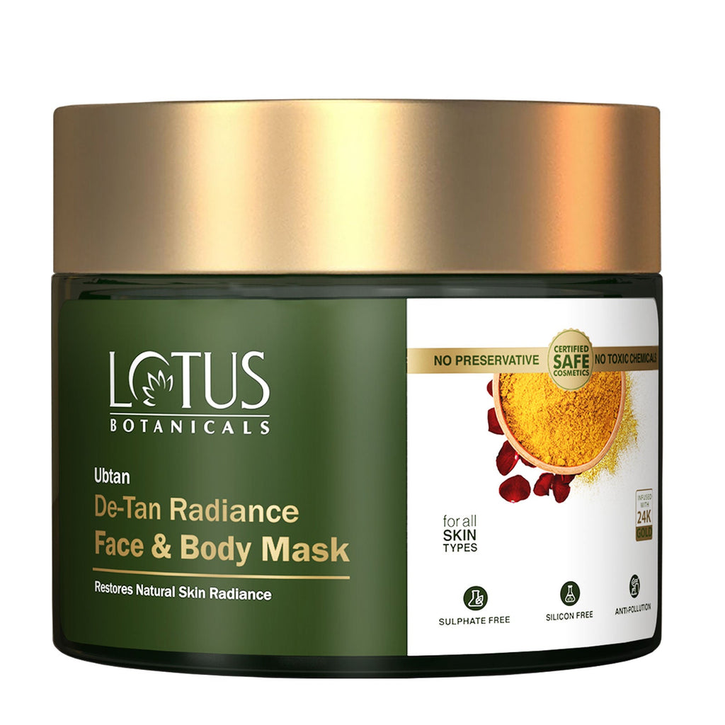 Lotus Botanicals Ubtan De-Tan Radiance Face And Body Mask,Infused with 24K Gold,Reduce Skin Tanning