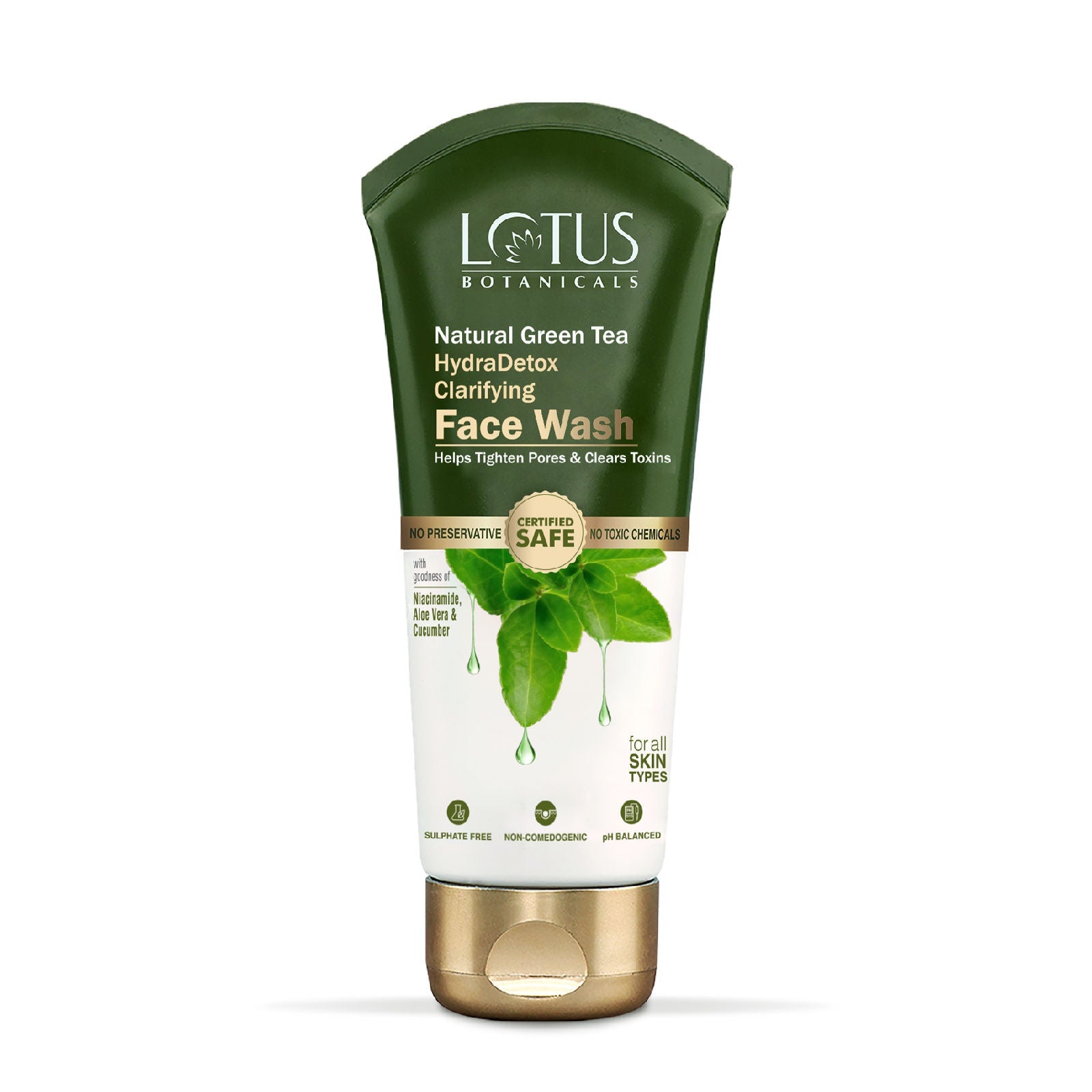 Lotus Botanicals Natural Green Tea Hydradetox Clarifying Face Wash | For All Skin Types