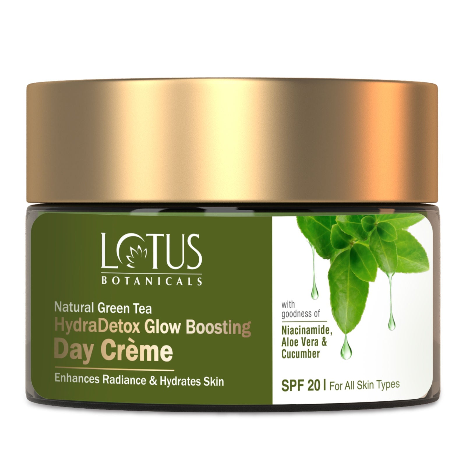 Lotus Botanicals Natural Green Tea HydraDetox Glow Boosting Day Face Cream SPF 20 With Niacinamide