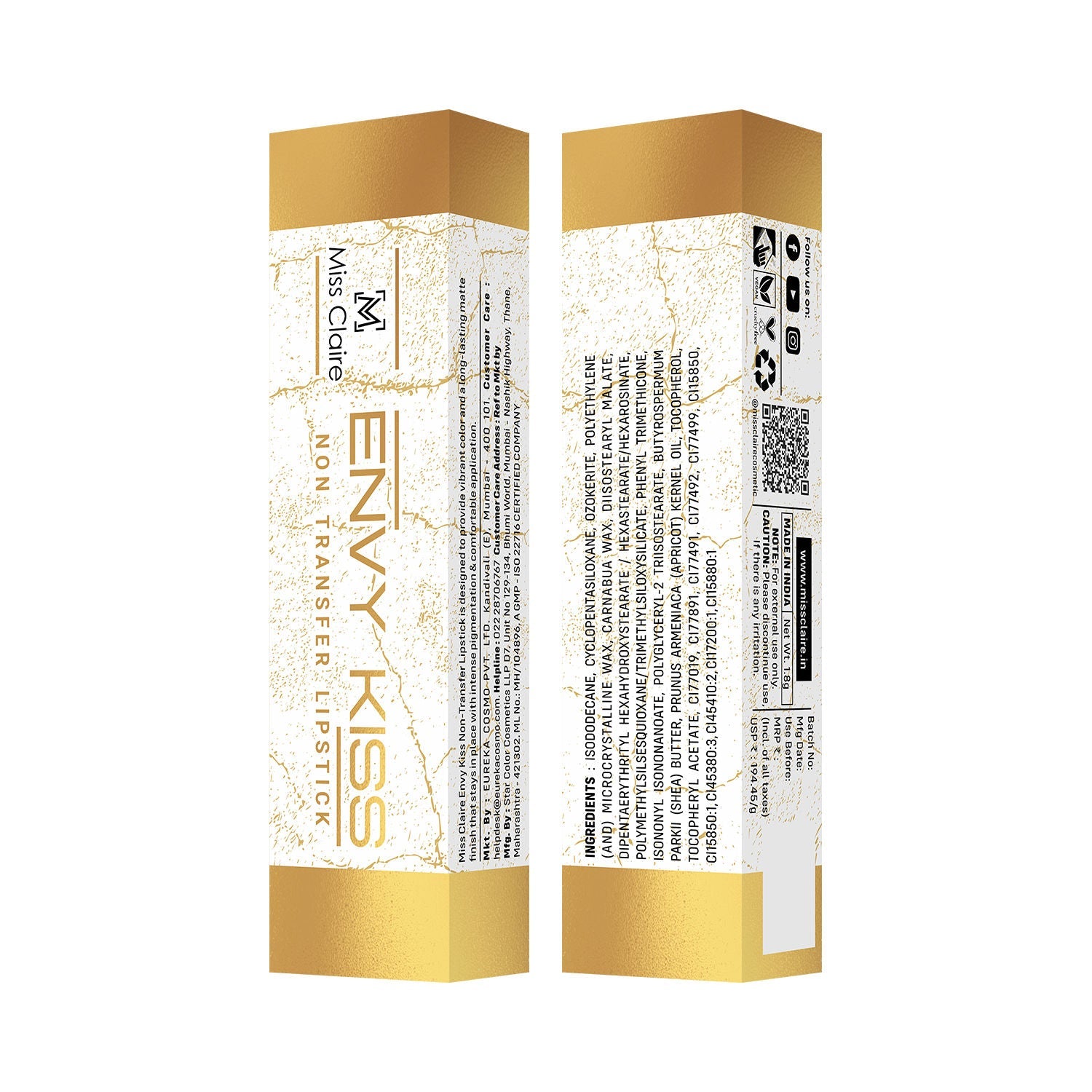 Miss Claire Envy Kiss Non Transfer Lipstick