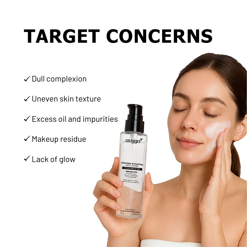 AVYYA Clear State Face Cleanser with 2% Salicylic Acid, Tea Tree for Acne-Prone Oily Skin