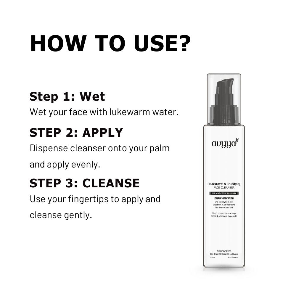 AVYYA Clear State Face Cleanser with 2% Salicylic Acid, Tea Tree for Acne-Prone Oily Skin