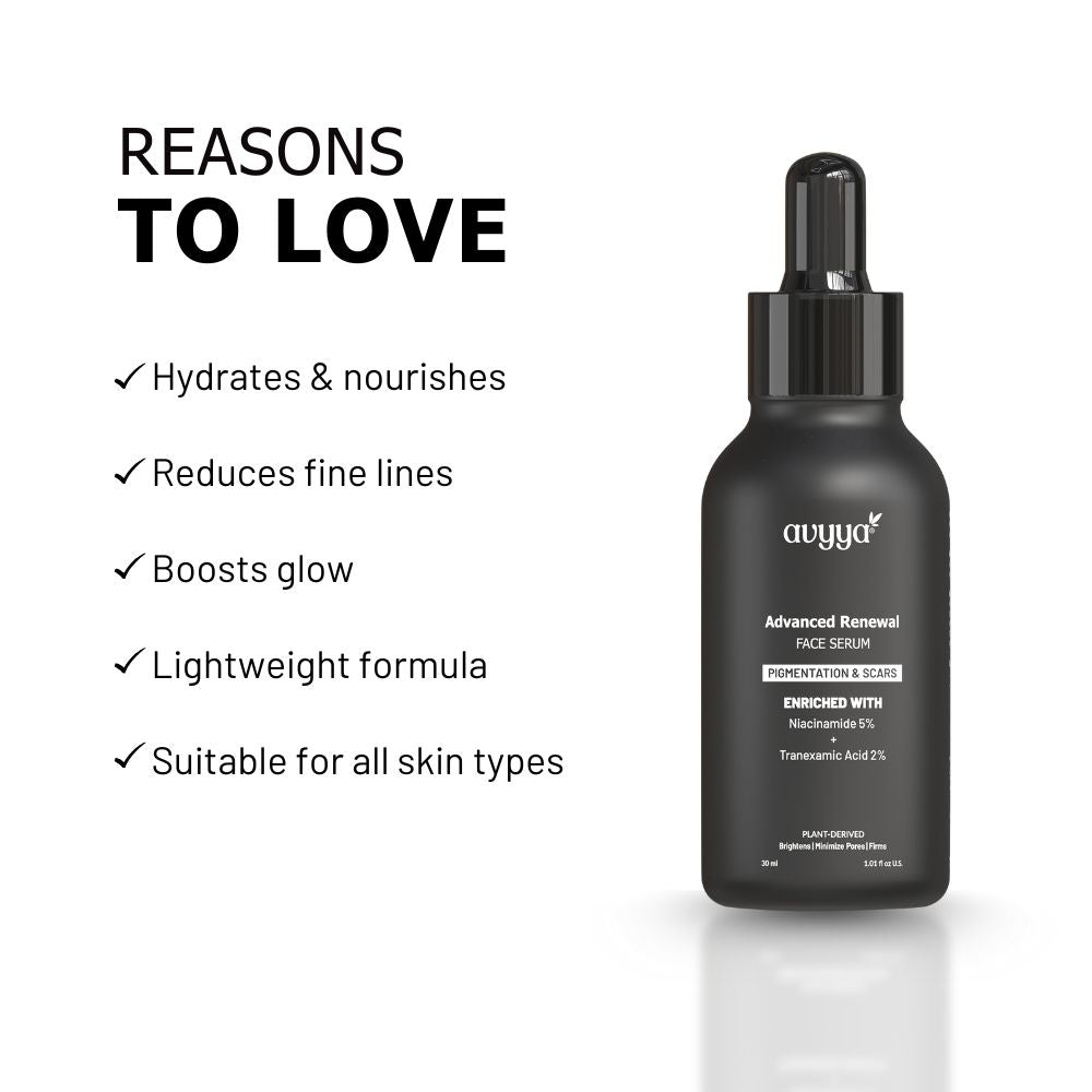 AVYYA Advanced Renewal Face Serum with Ginseng and Niacinamide, Hydrates and Refreshes Skin