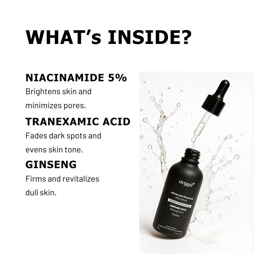 AVYYA Advanced Renewal Face Serum with Ginseng and Niacinamide, Hydrates and Refreshes Skin