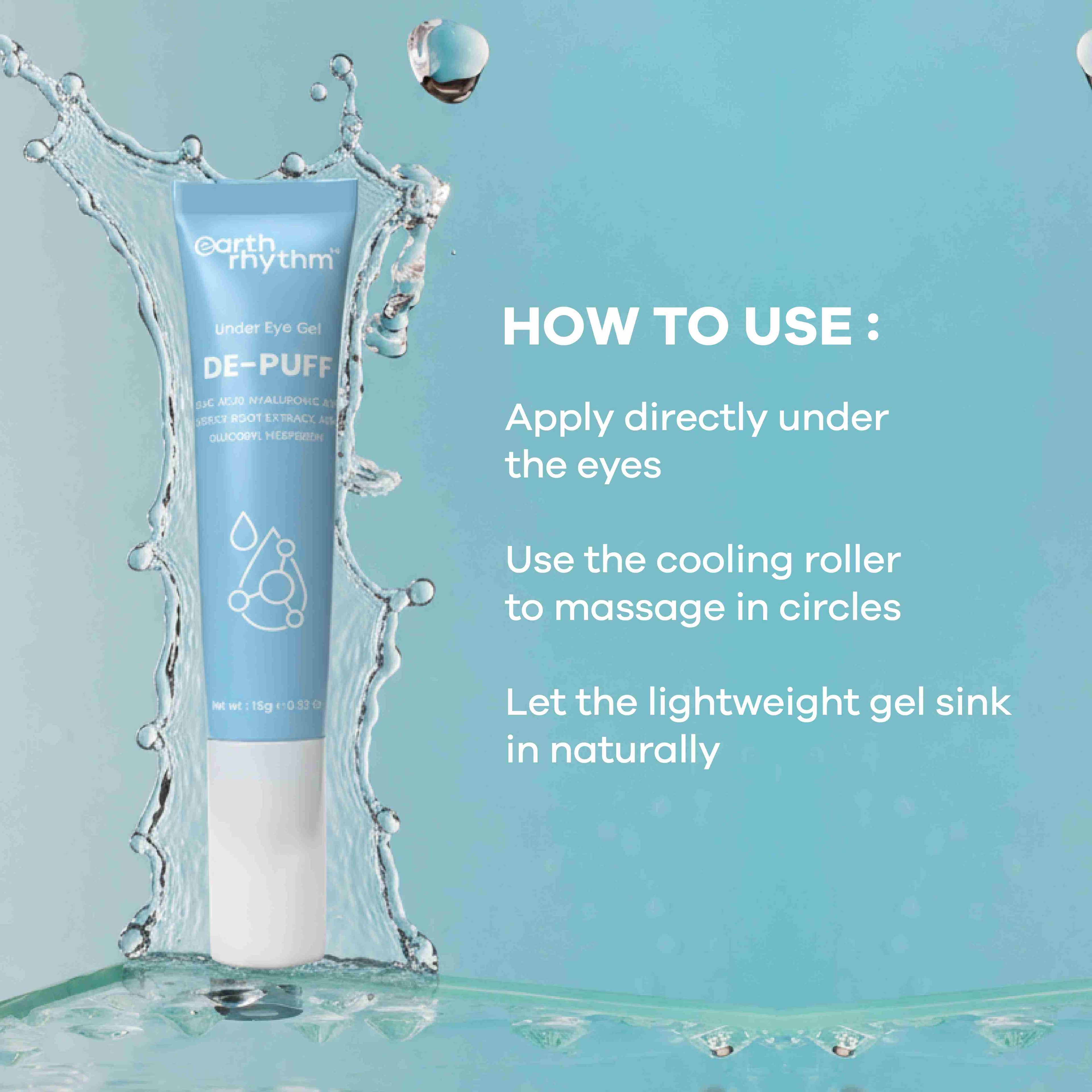 Earth Rhythm Depuff Under Eye Gel For Men & Women, Reduces Dark Under Eye and Depuffs Under Eye
