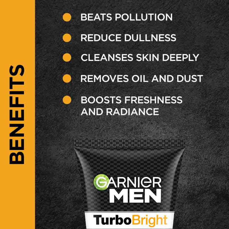 Garnier Men Turbo Bright Anti-Pollution Double Action Face Wash