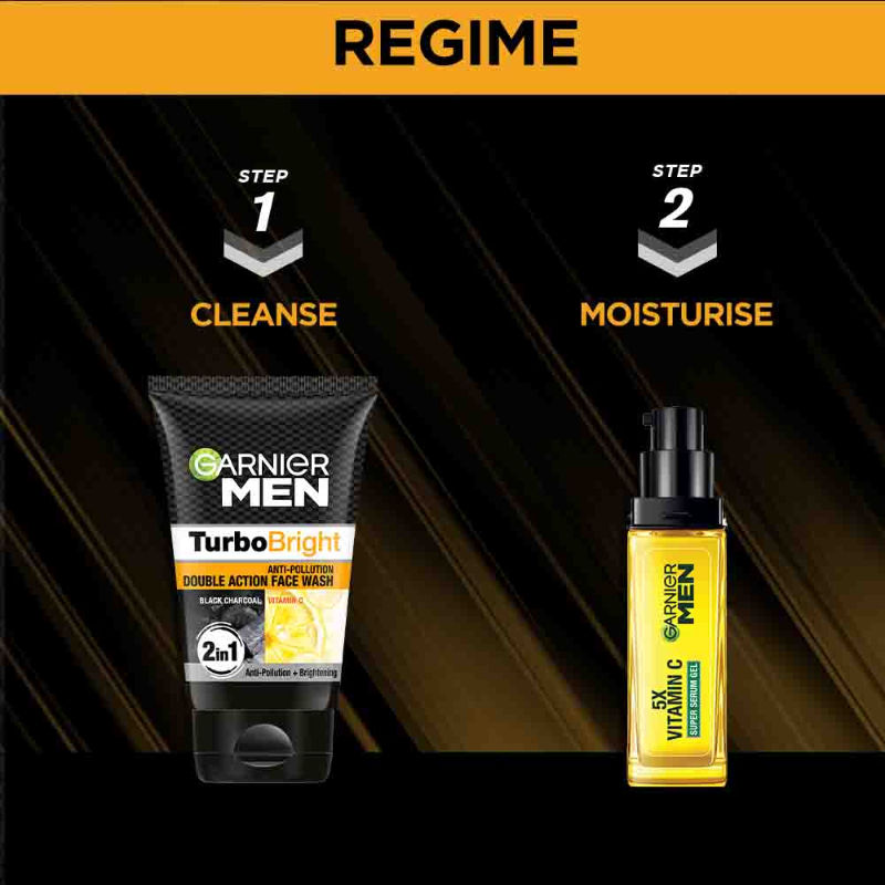 Garnier Men Turbo Bright Anti-Pollution Double Action Face Wash