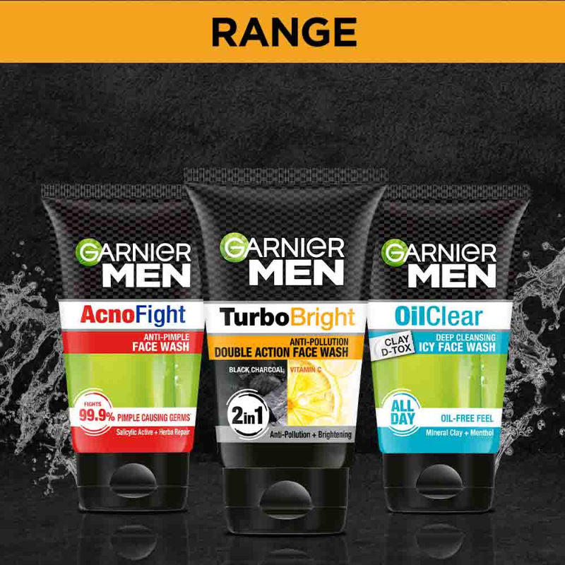 Garnier Men Turbo Bright Anti-Pollution Double Action Face Wash