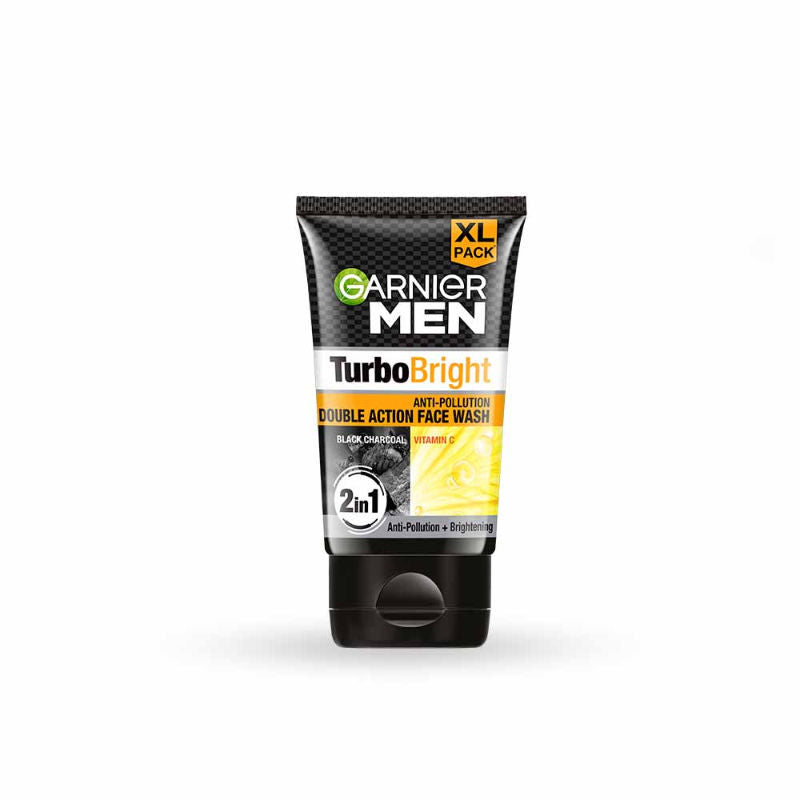 Garnier Men Turbo Bright Double Action Face Wash, Deep Cleansing Anti Pollution Face Wash