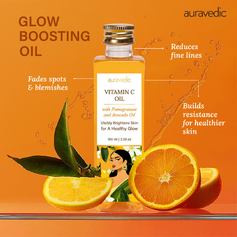 AuraVedic Vitamin C Oil with Vitamin C, Vitamin E Oil, Avocado Oil and Grapeseed Oil