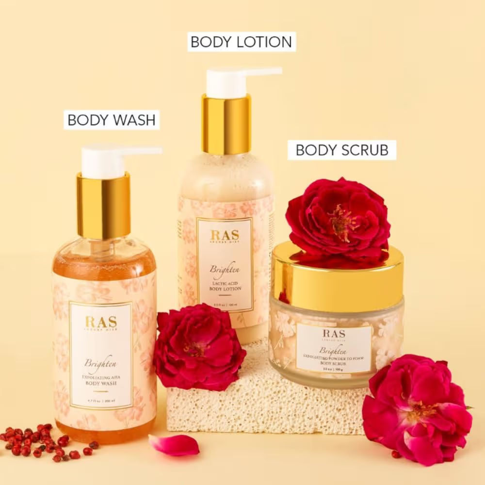 Ras Luxury Oils Brighten Exfoliating Aha Body Wash With Himalyan Rose & Pink Pepper - Sulphate Free