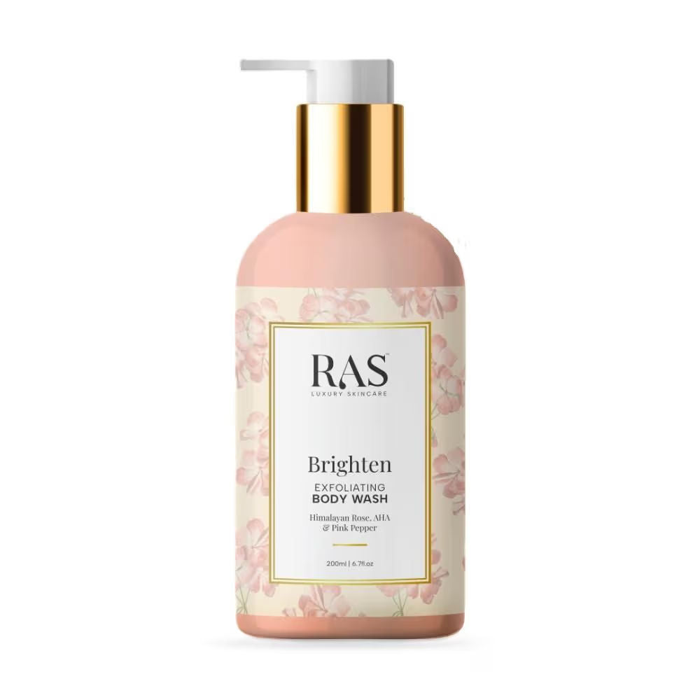 Ras Luxury Oils Brighten Exfoliating Aha Body Wash With Himalyan Rose & Pink Pepper - Sulphate Free