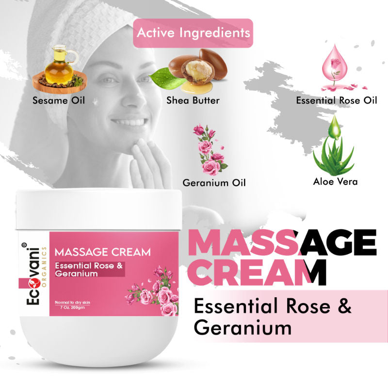 ECOVANI Essential Rose & Geranium Massage Cream
