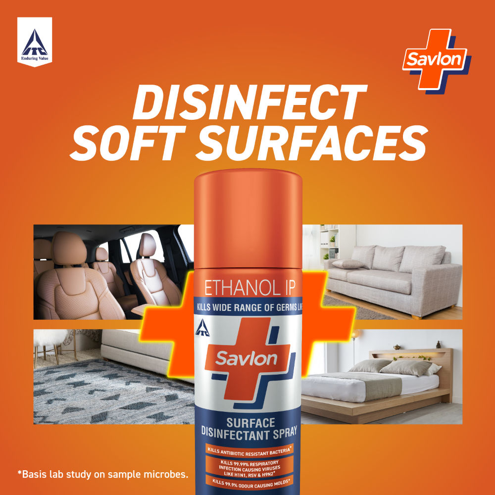 Savlon Surface Disinfectant Spray Sanitizer, 99.99% Germ Protection on Hard & Soft Surfaces