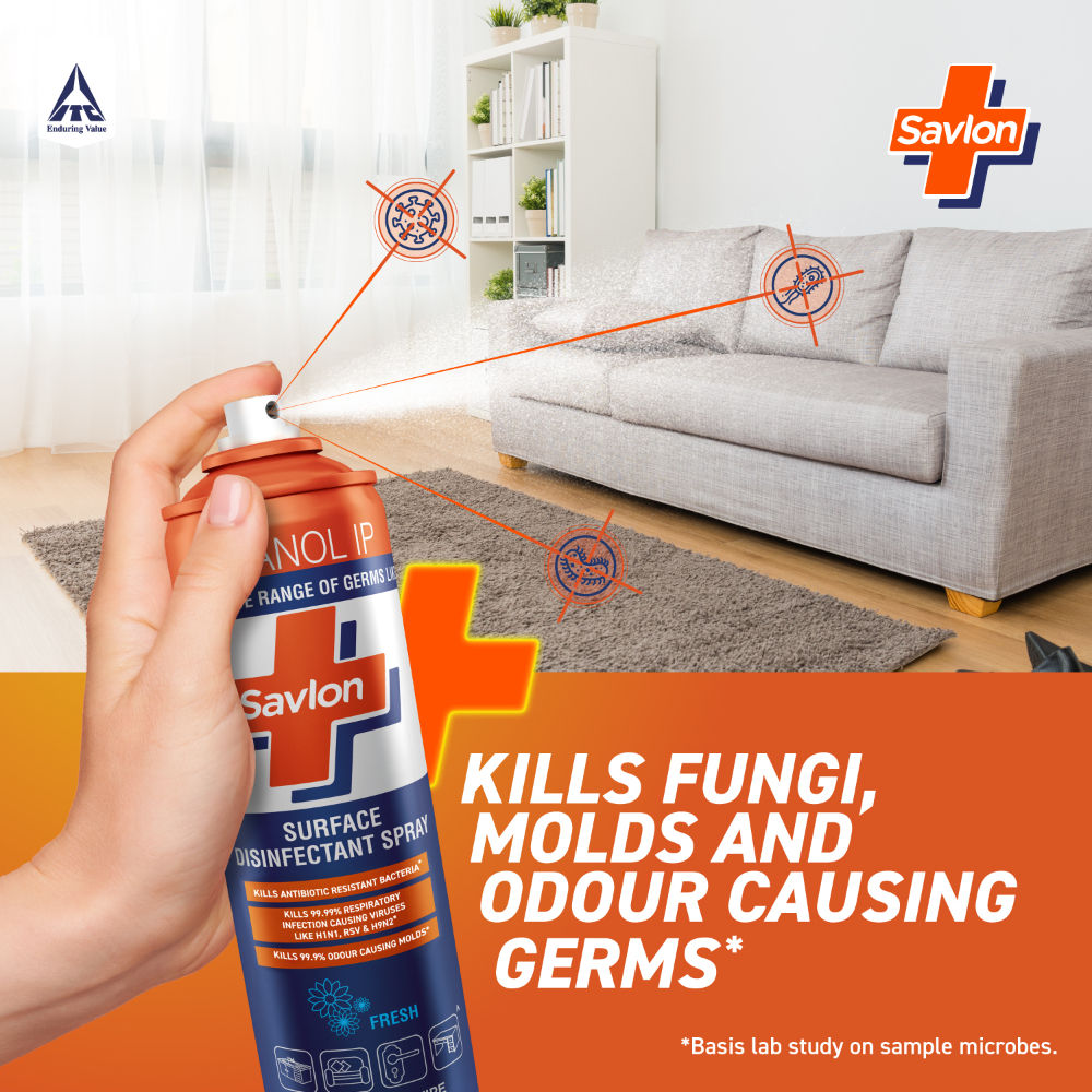 Savlon Surface Disinfectant Spray Sanitizer, 99.99% Germ Protection on Hard & Soft Surfaces
