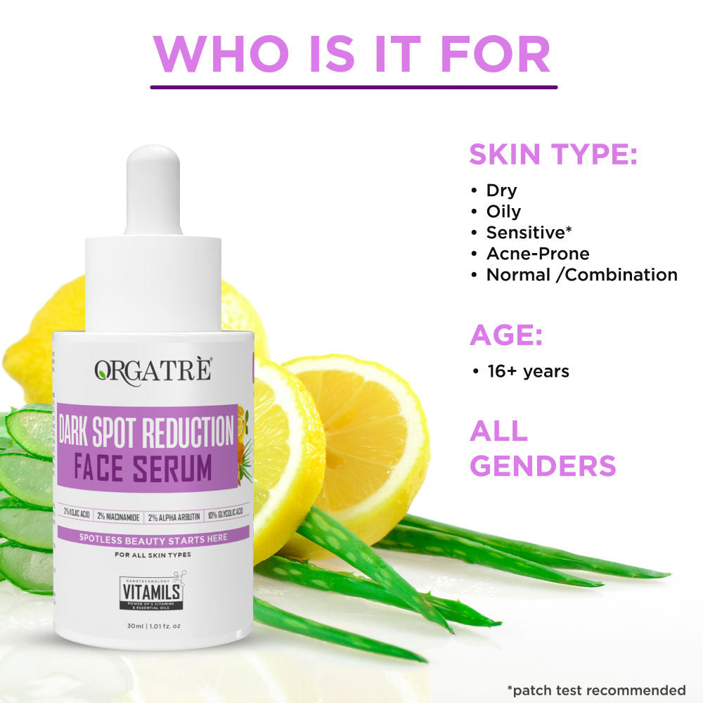 Orgatre 10% Glycolic Acid, 2% Kojic Acid Dark Spot Serum- Brightens Skin & Reduces Hyperpigmentation